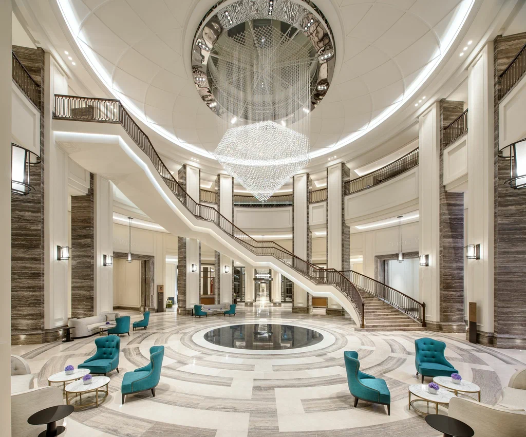 Luggage cart inside the reception lobby